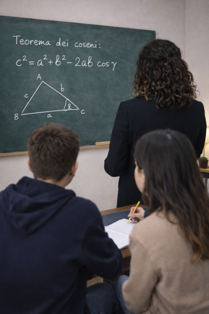 lezione di matematica con il teorema dei coseni